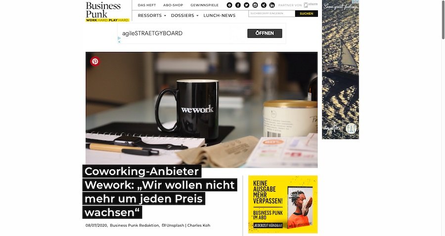Wework will flexible Lösung zwischen Home und Office sein.