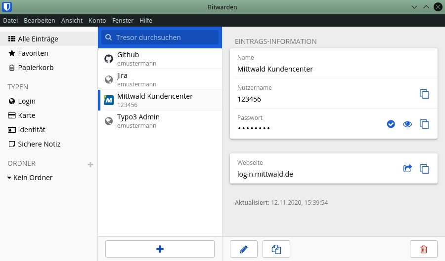 KeepassXC Screenshot des Programms KeepassXC