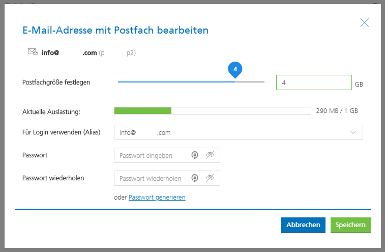 Postfach bearbeiten Postfach bearbeiten
