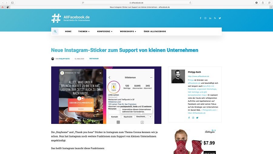 Instagram möchte mit Stickern kleine Unternehmen mehr supporten.