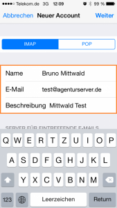E-Mail Einrichtung IPhone IMAP IPOP