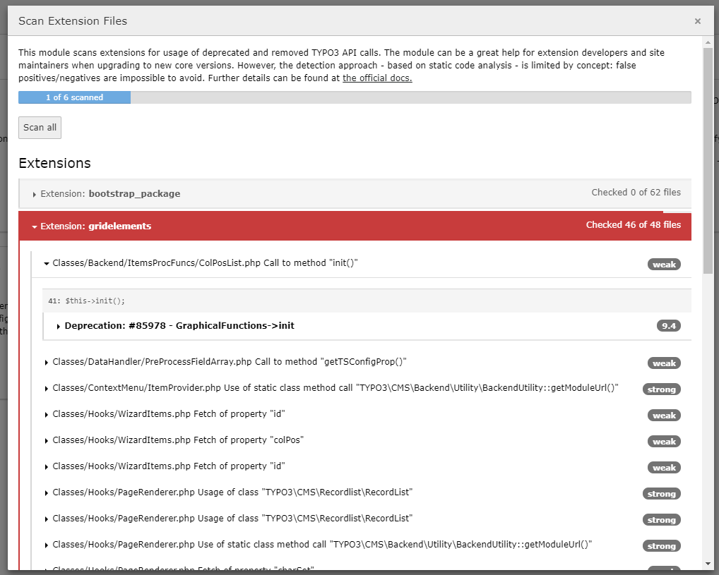 Mittwald Softwaremanager TYPO3 Extension-Scanner