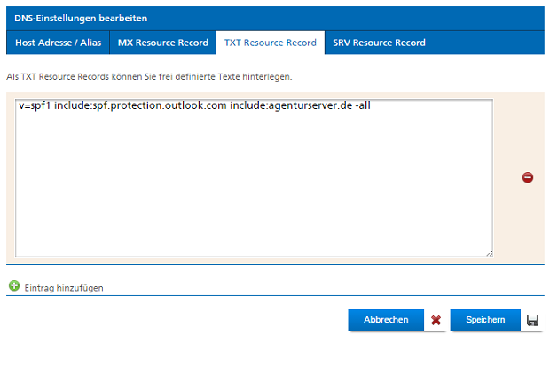Office 365 TXT-Einträge