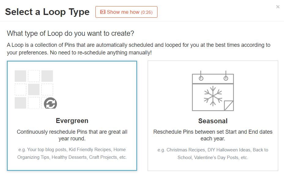 Smart Loop Ein Loop ist eine Sammlung an Pins, die automatisch eingeplant und zur besten Zeit veröffentlich werden
