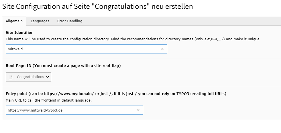 Mittwald Softwaremanager TYPO3 Seitenverwaltung bei TYPO3 v9