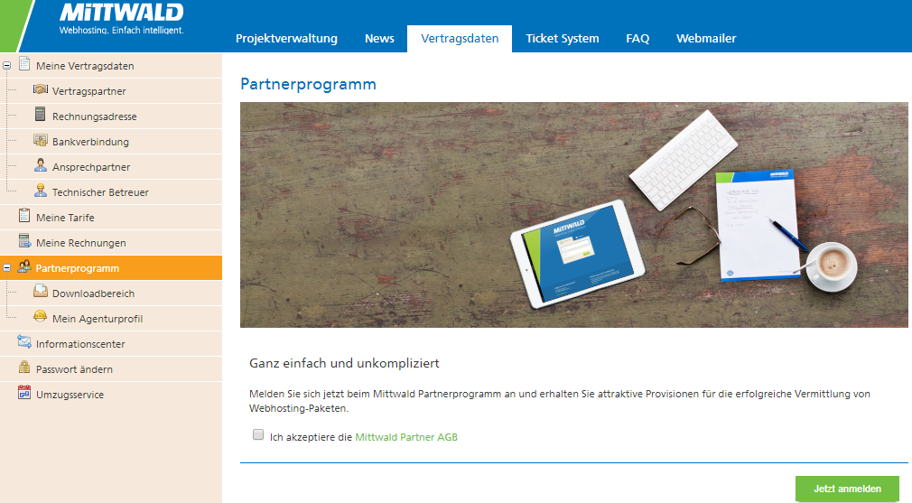 Anmeldung Partnerprogramm