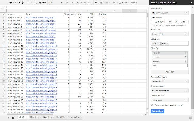 Search Analytics for Sheets