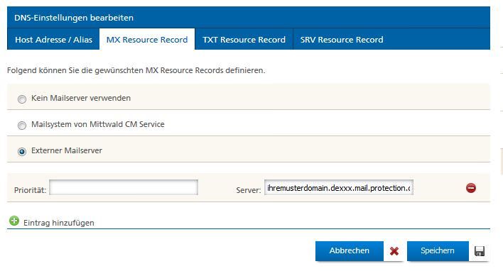 Office 365 mx resourc record neu
