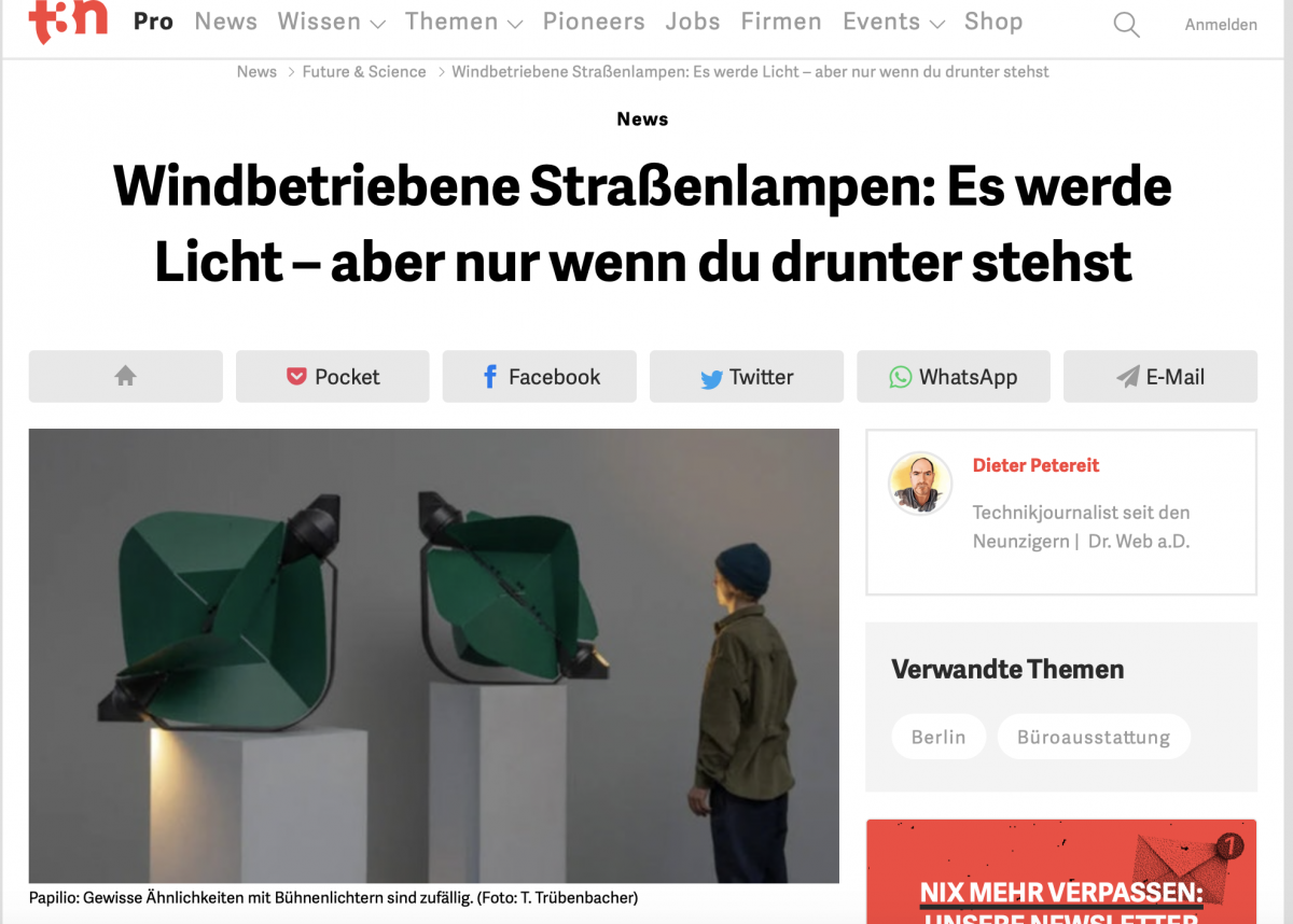 Windbetriebene Straßenlampen