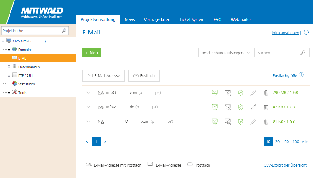 E-Mail-Verwaltung