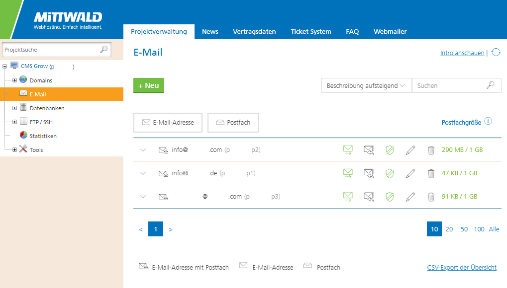 E-Mail-Verwaltung E-Mail-Verwaltung