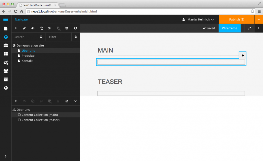 TYPO3 Neos wireframe schaltfläche