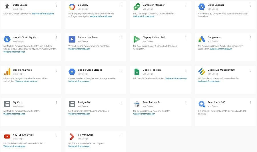 Google Data Studio Mögliche Google Konnektoren Im Mittwald Blog: Alles über das Google Data Studio.