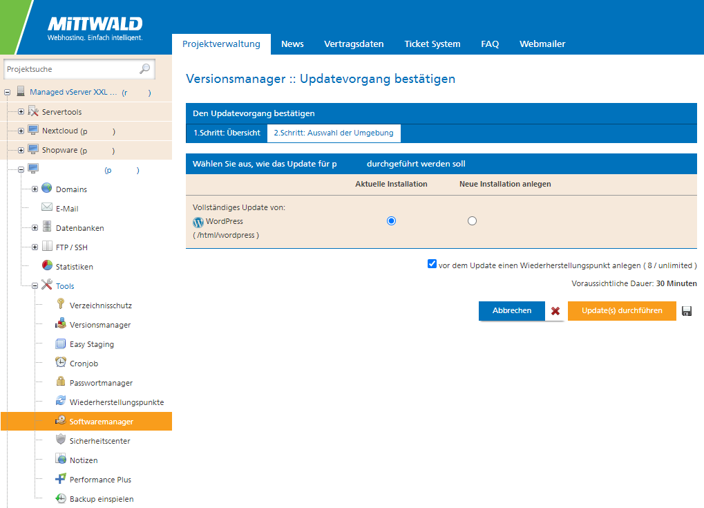 Softwaremanager-Abfrage-Update Softwaremanager Abfrage Update