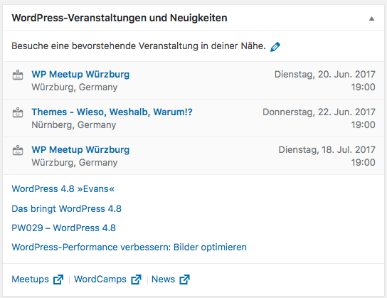 Events Community Dashboard wordpress veranstaltungen