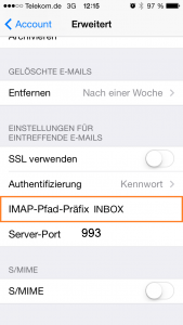 E-Mail Einrichtung IPhone INBOX