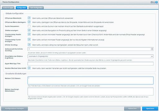 Shopware 5 Shopware Theme-Konfiguration