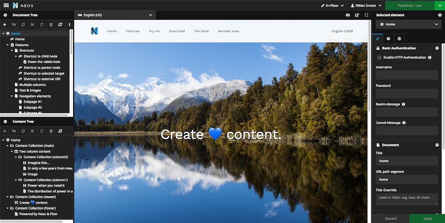 Das neue Neos Backend.