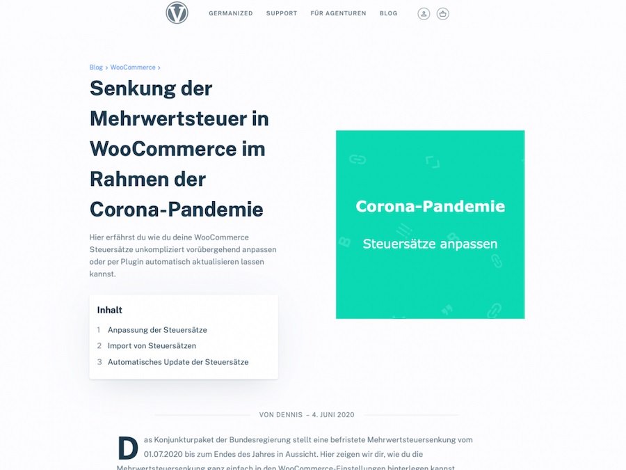 Die Steuersätze in WooCommerce anpassen.