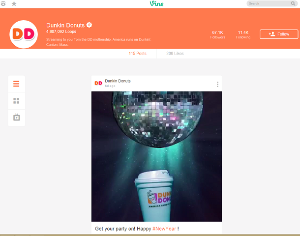 Alternative Traffic-Quellen Dunkin Donuts findet sich auf dem Portal Vine und veröffentlicht sympathische Kurzvideos.