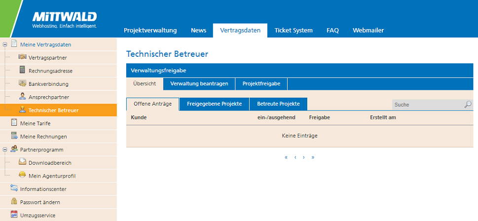 Technischer-Betreuer-Übersicht Technischer Betreuer Übersicht