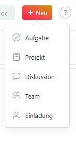 Asana Menü Verschiedene Features bieten viele Möglichkeiten zur Organisation.