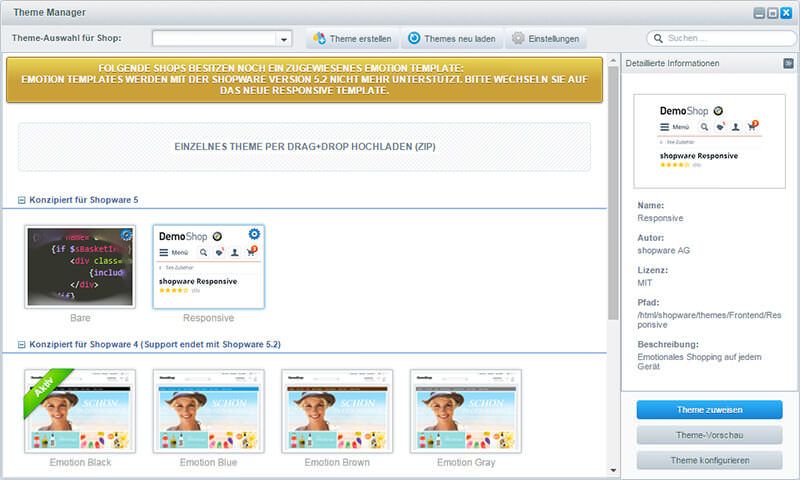 Shopware 5 Shopware 5 Theme Manager