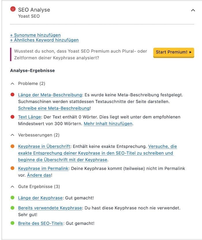 Yoast SEO-Analyse