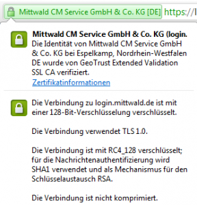 Zertifikatsinformationen