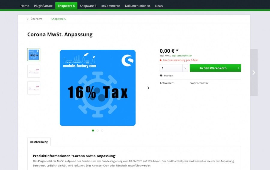 Shopware bietet Plugin für Mehrwertsteuersekung