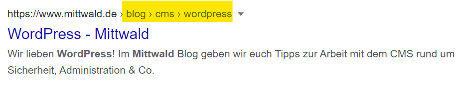 Mittwald WordPress Suche