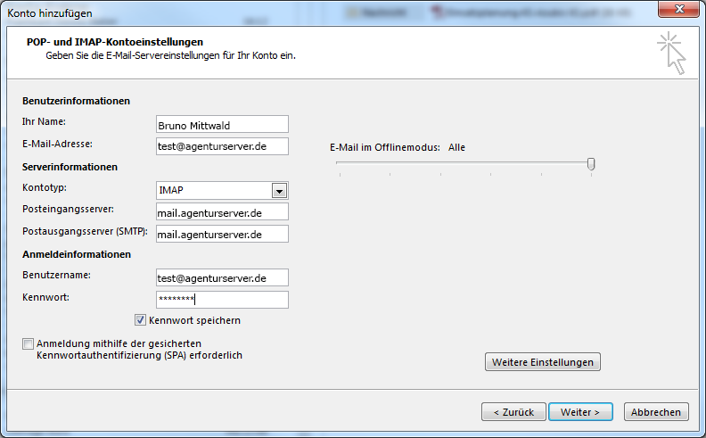 Kontoeinstellungen POP und IMAP POP- und IMAP-Kontoeinstellungen