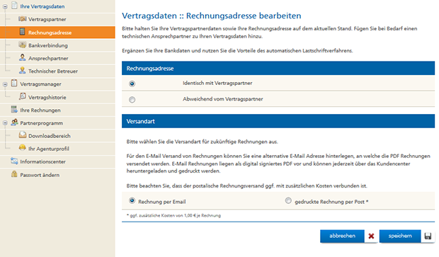 Mittwald Kundencenter Vertragsdaten