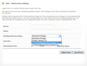 Solr Konfigurationsvorlagen