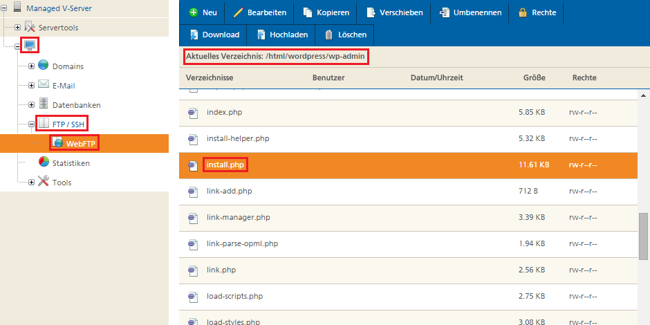 FTP WordPress Zugang