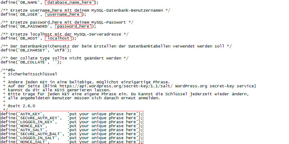 wp-config.php-Datei anpassen