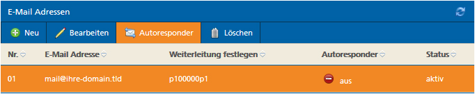 E-Mail-Adresse für Autoresponder auswählen