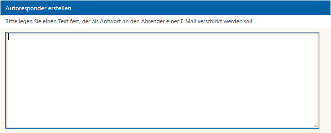 Textfeld für Autoresponder bei Mittwald