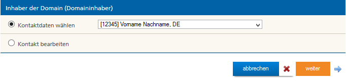 Kontaktdaten für Domaininhaber wechseln