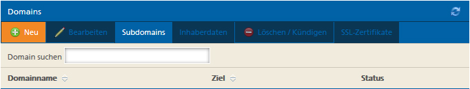 Neue Domain bei Mittwald auswählen