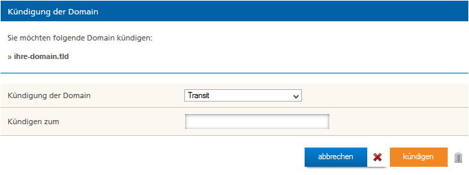 Domain Transit bei Mittwald abschließen