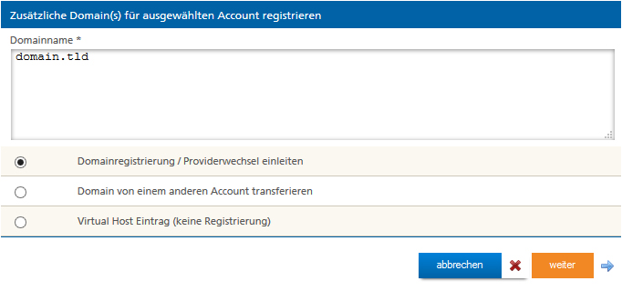 Weitere Domains bei Mittwald anmelden