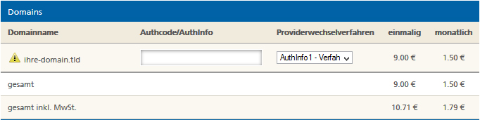 Authcode für Domainwechsel zu Mittwald