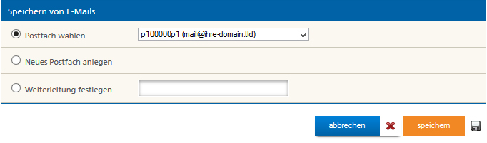 Ort zum Speichern von Mails definieren