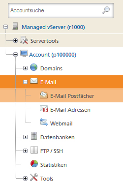 Account für Postfachgröße auswählen