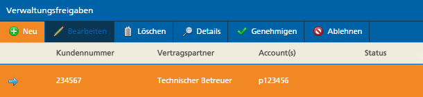 Mittwald Kundencenter Verwaltungsfreigabe