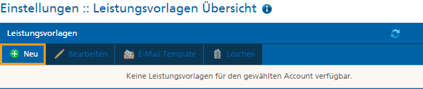 Kundencenter Einstellungen Leistungsvorlage