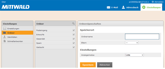 Unterordner bei Mittwald Webmail anlegen