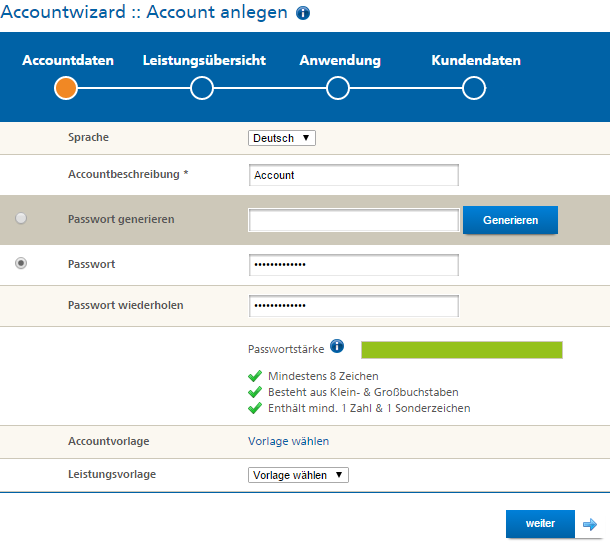 Mittwald Kundencenter Account alnlegen