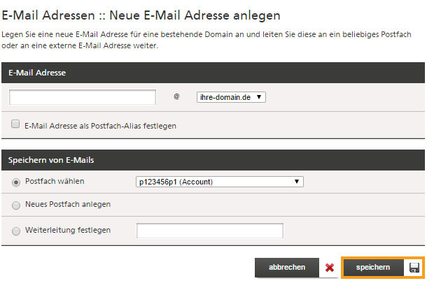 Wie ich lege ich eine E-Mail-Adresse an Mittwald